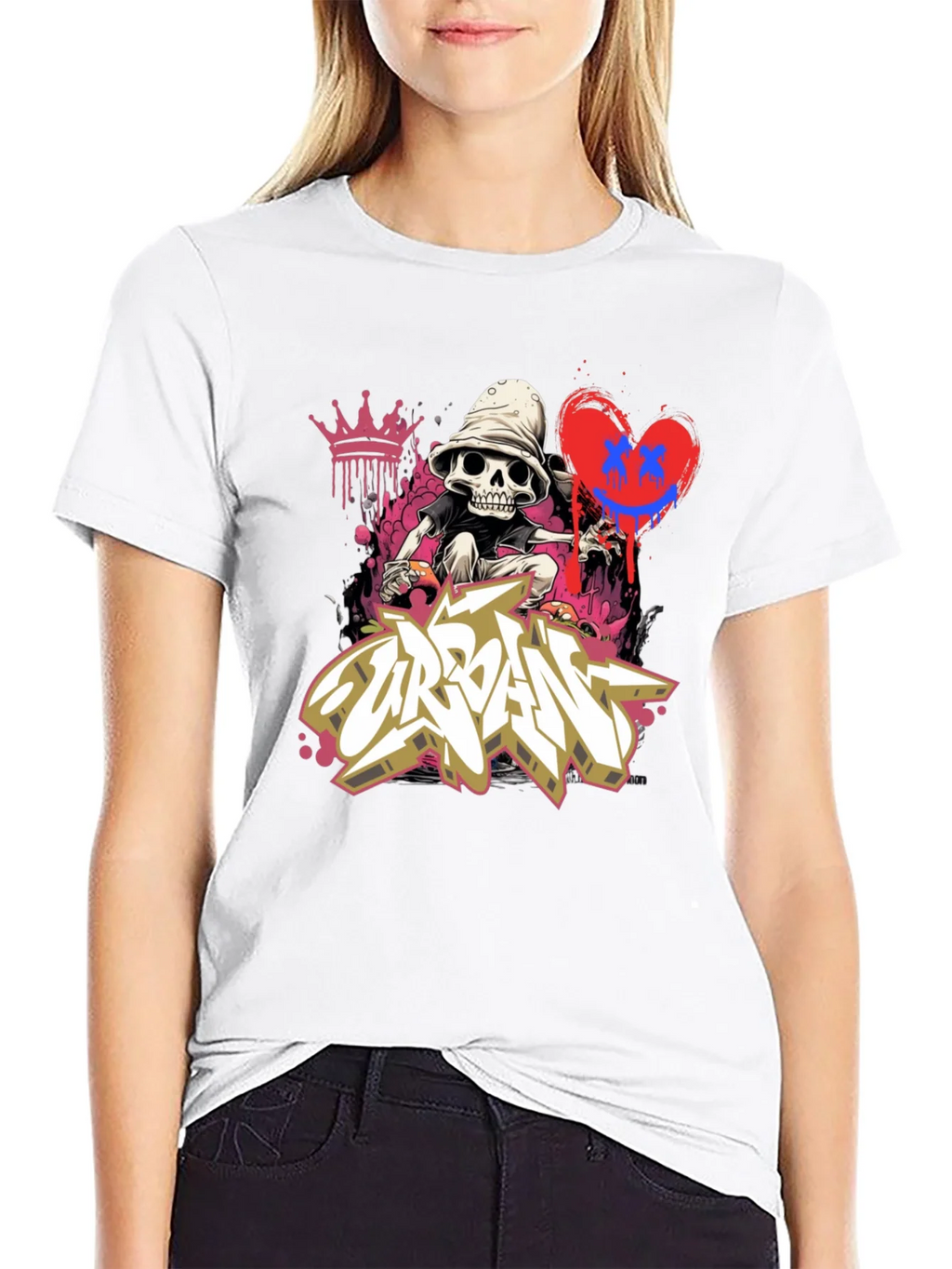 Urban Graffiti Skull Graphic Tee - Edgy Style product image 1