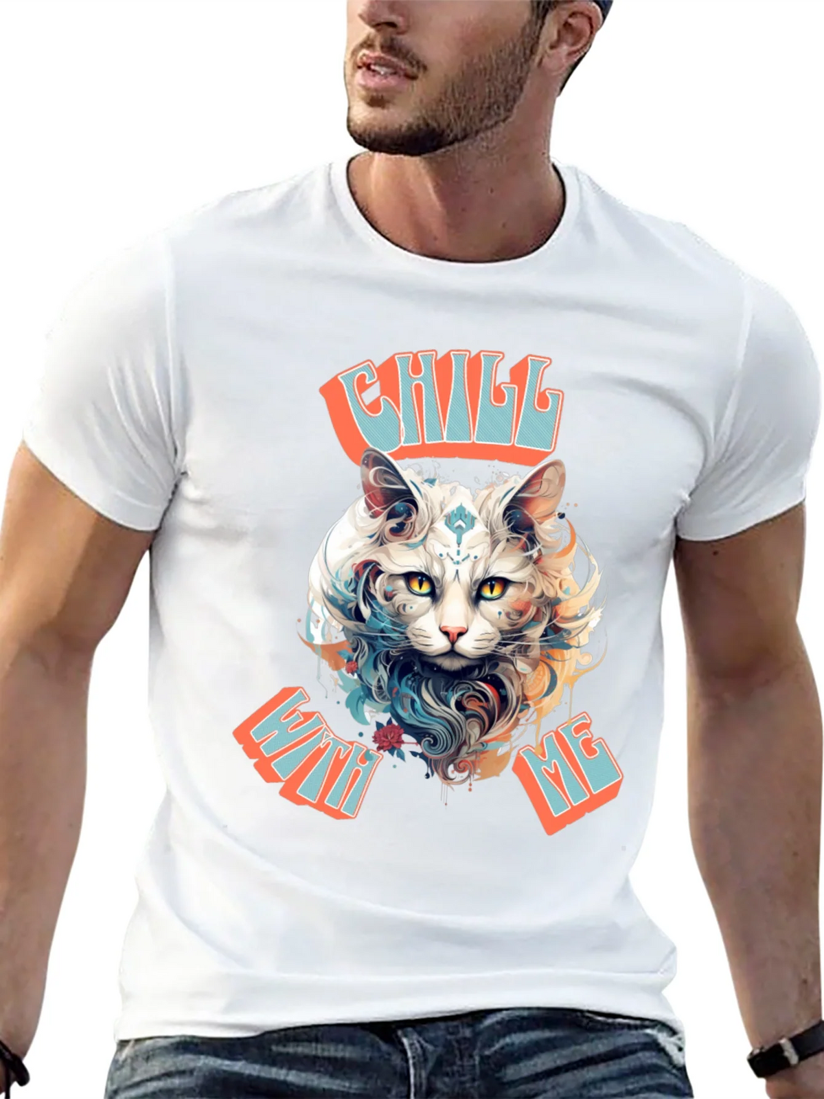 Chill With Me Cat Graphic Tee product image 12