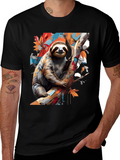 Sloth Graphic Tee - Mens Black Cotton T-Shirt product image 1