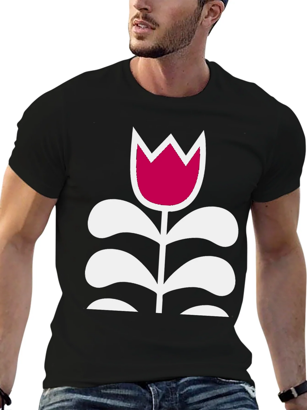 Floral Graphic Tee - Modern Tulip Design product image 4