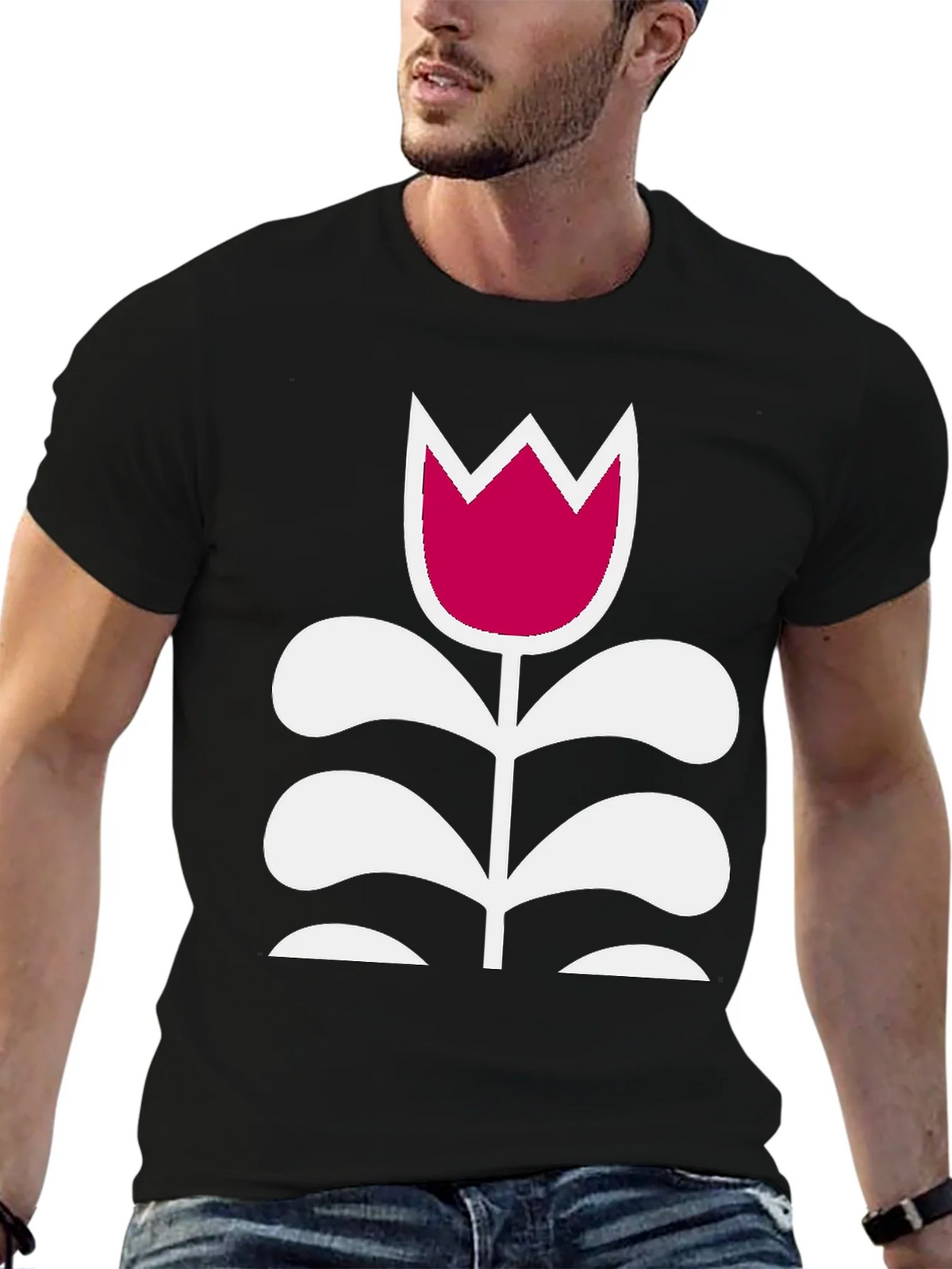 Floral Graphic Tee - Modern Tulip Design product image 4