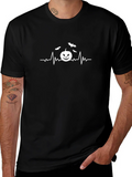 Halloween Heartbeat T-Shirt - Spooky Bat & Pumpkin Design product image 1