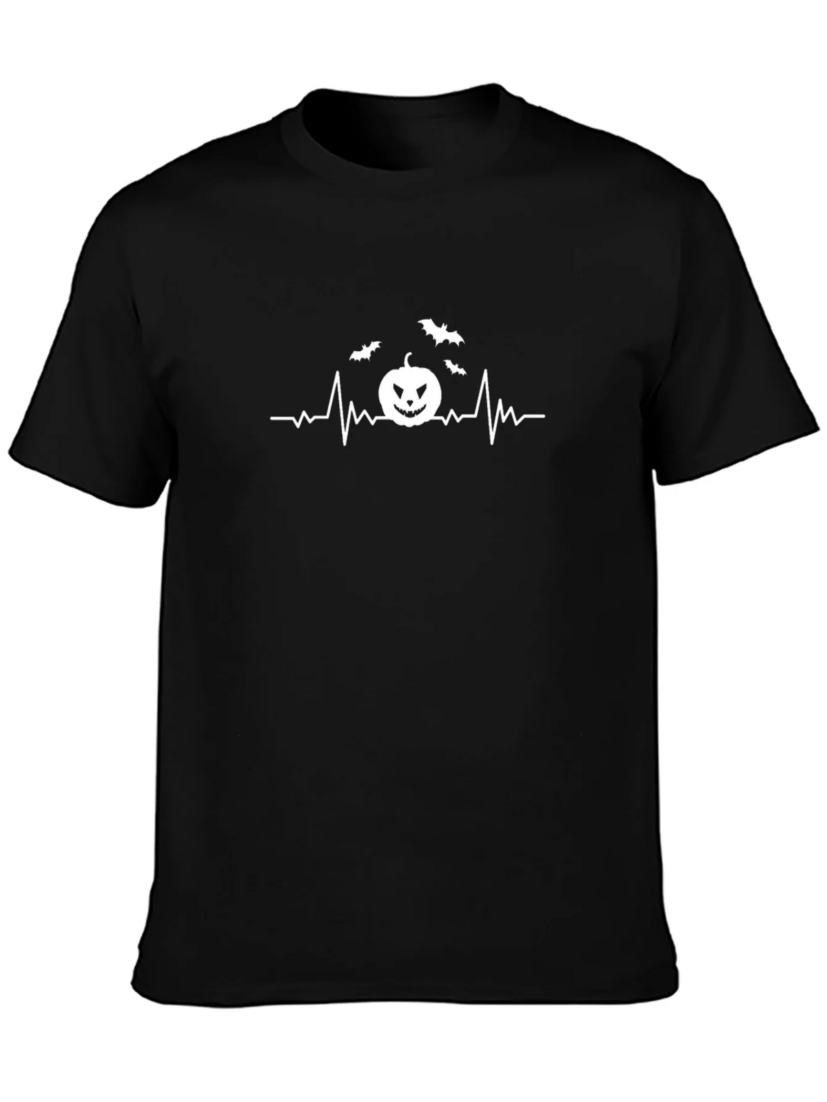 Halloween Heartbeat T-Shirt - Spooky Bat & Pumpkin Design product image 3