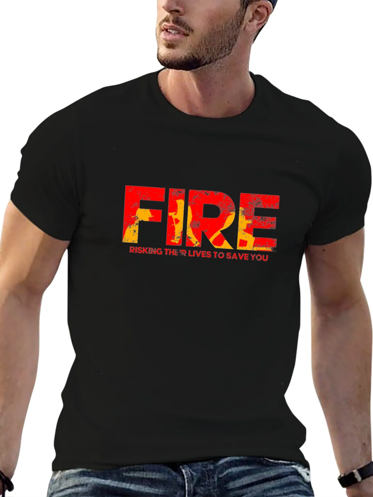 Firefighter Tribute Graphic Tee - Risking Lives to Save You product image 6