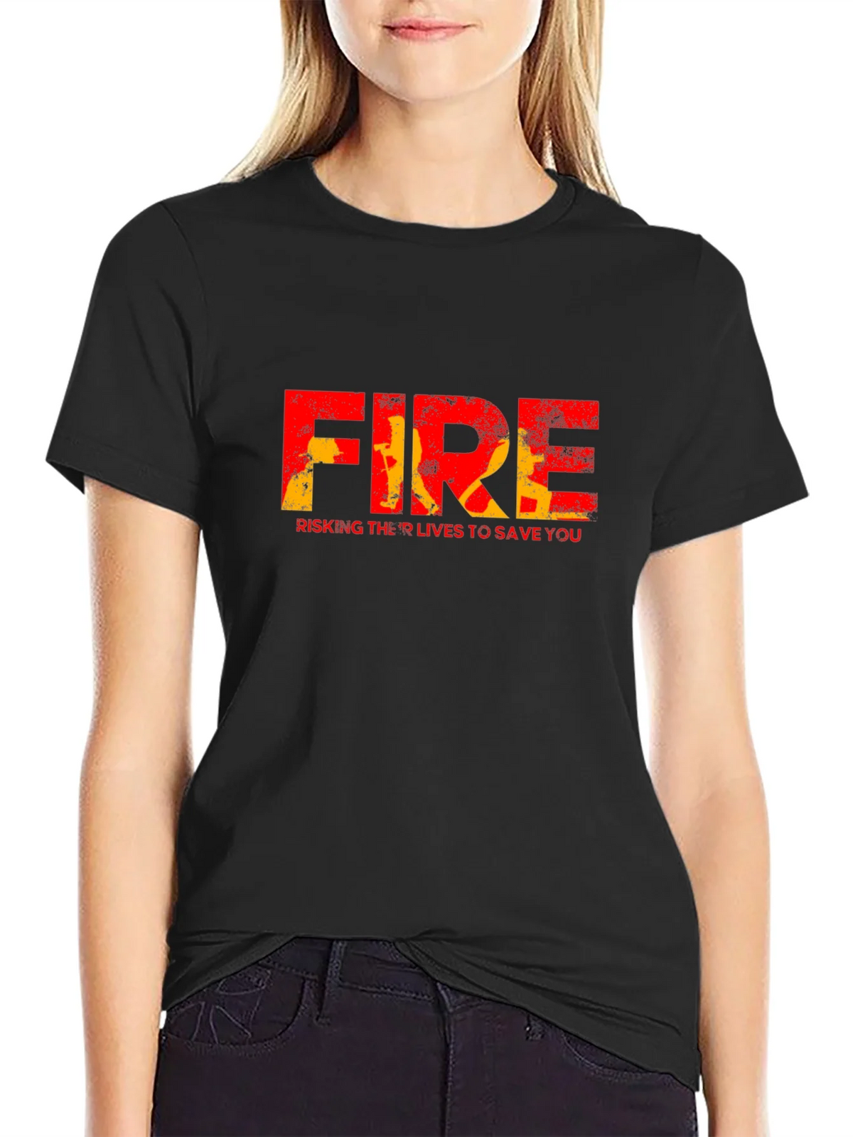 Firefighter Tribute Graphic Tee - Risking Lives to Save You product image 2