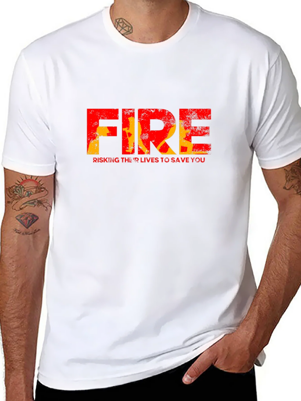 Firefighter Tribute Graphic Tee - Risking Lives to Save You product image 7