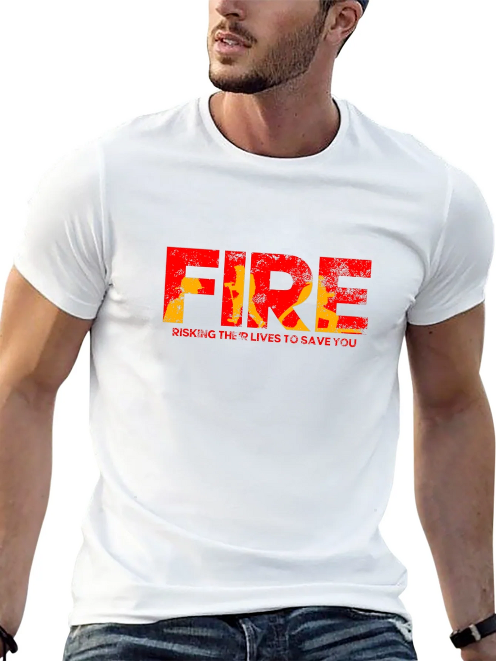 Firefighter Tribute Graphic Tee - Risking Lives to Save You product image 12