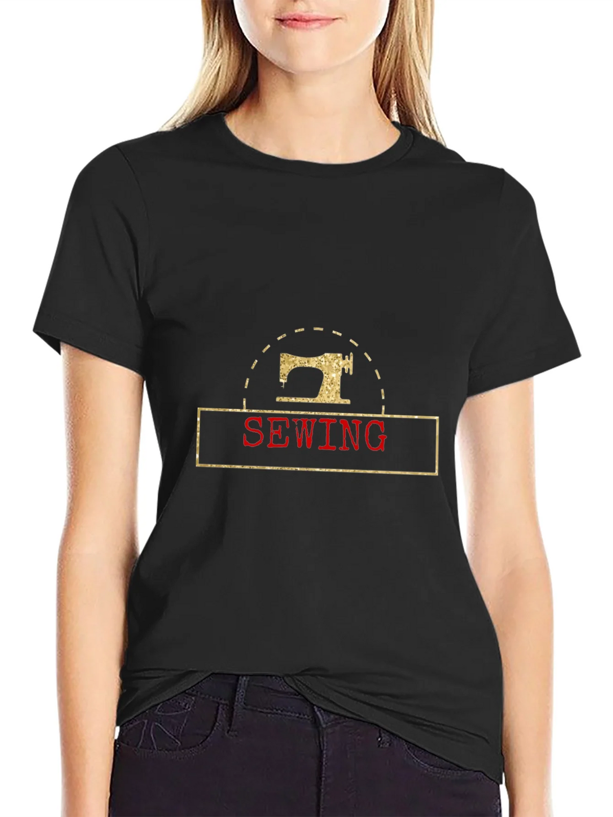 Sewing Machine Graphic Black T-Shirt product image 1