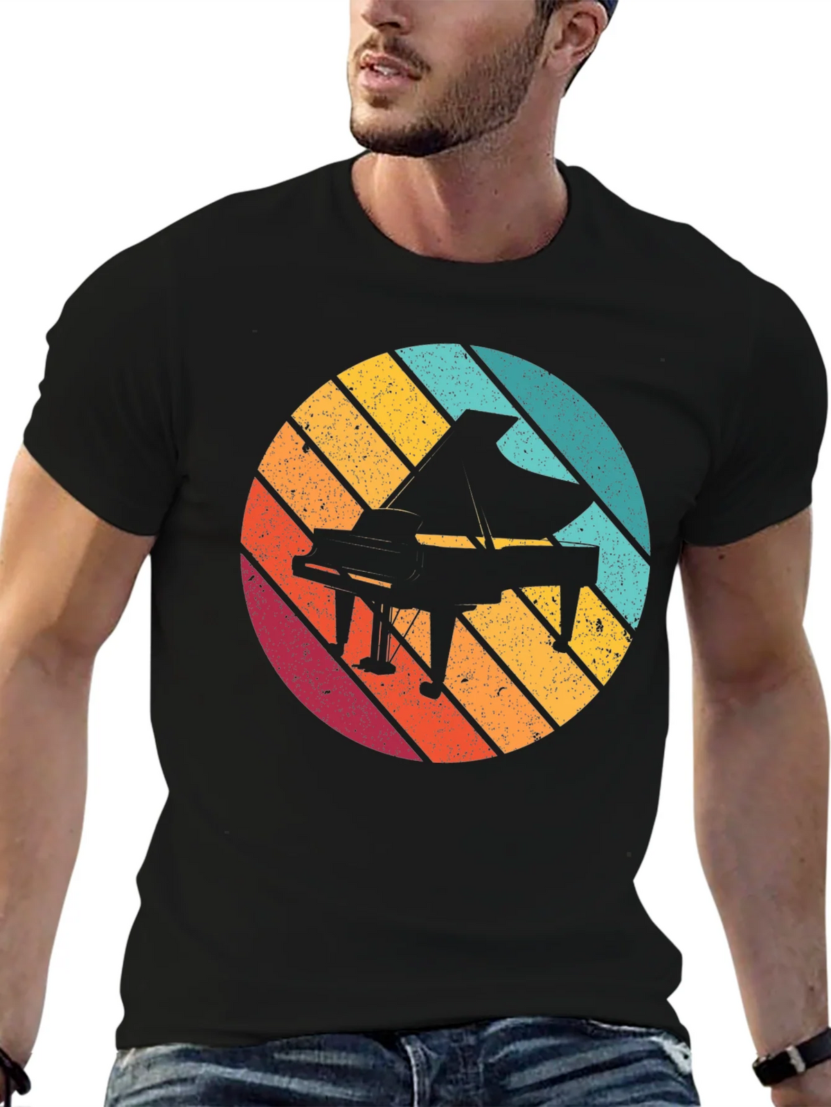 Retro Piano Graphic Tee - Black product image 6
