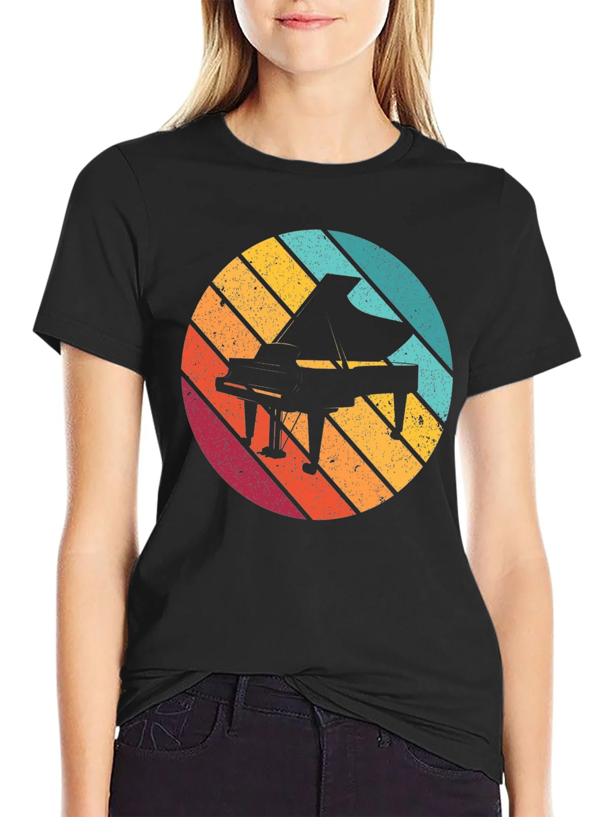 Retro Piano Graphic Tee - Black product image 2