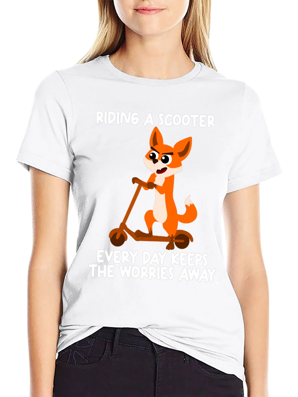 Riding Scooter Fox Graphic Tee - Every Day Keeps Worries product image 3