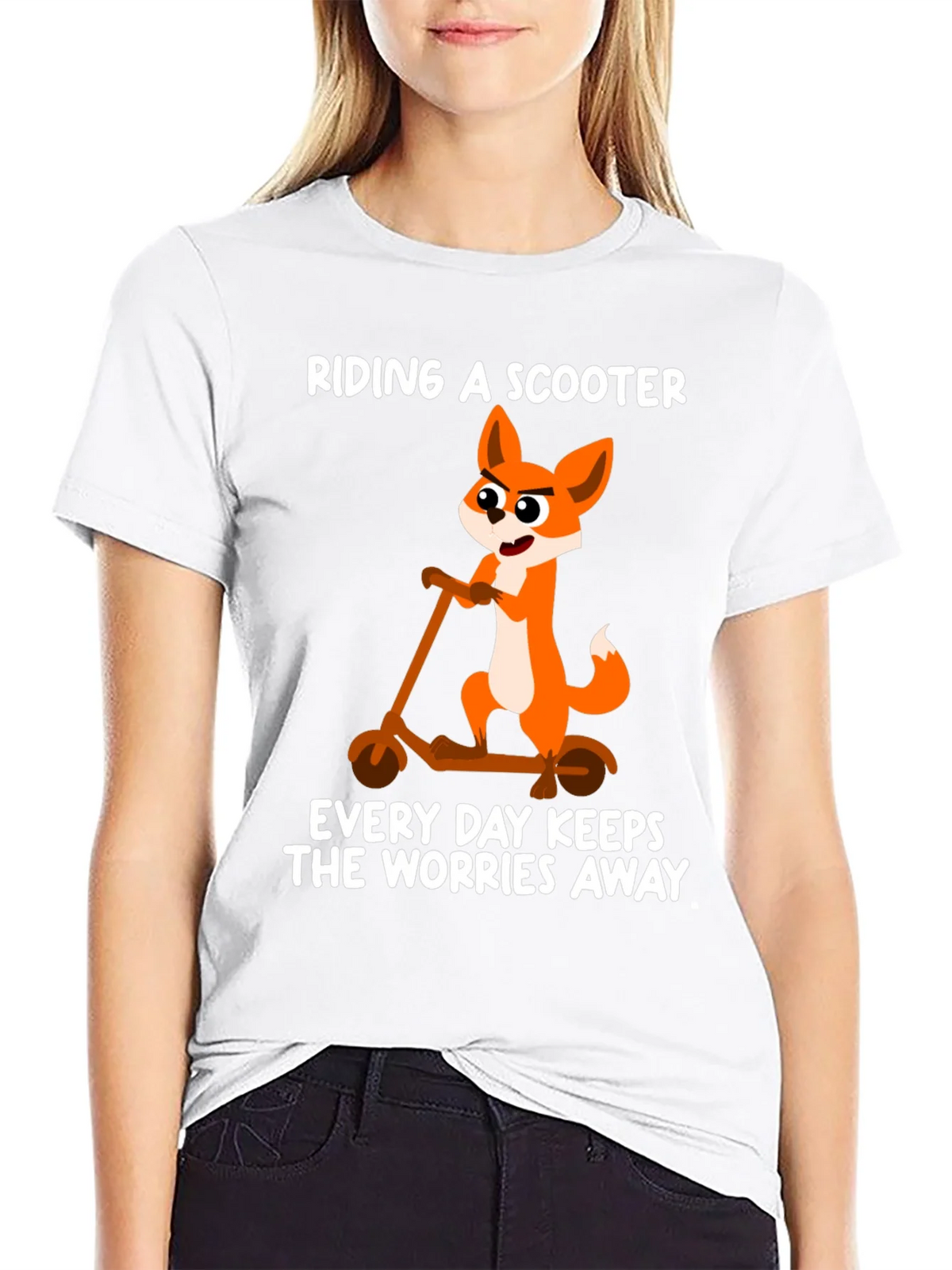 Riding Scooter Fox Graphic Tee - Every Day Keeps Worries product image 3