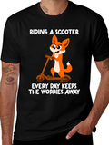 Riding Scooter Fox Graphic Tee - Every Day Keeps Worries product image 1
