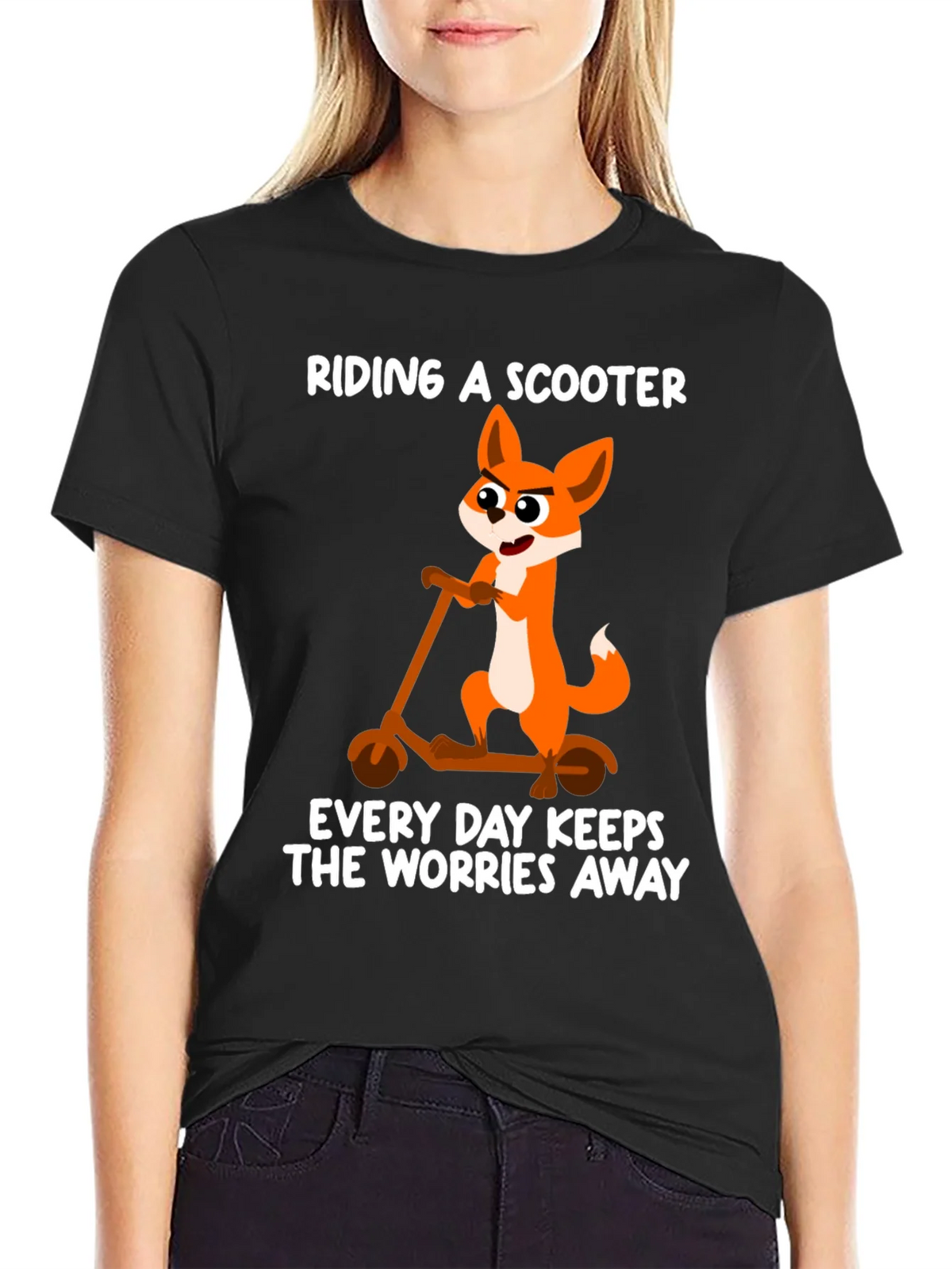 Riding Scooter Fox Graphic Tee - Every Day Keeps Worries product image 2