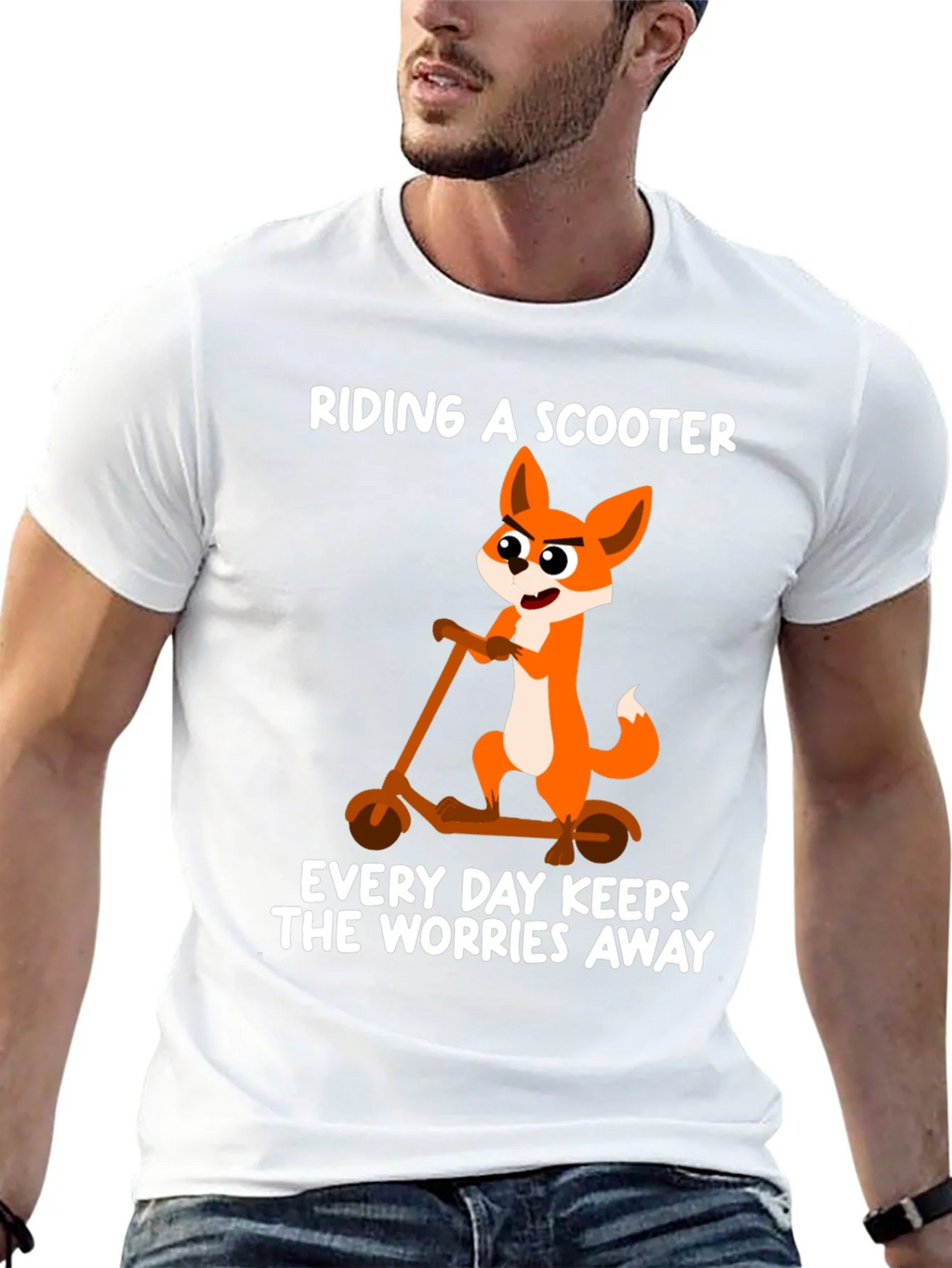 Riding Scooter Fox Graphic Tee - Every Day Keeps Worries product image 6