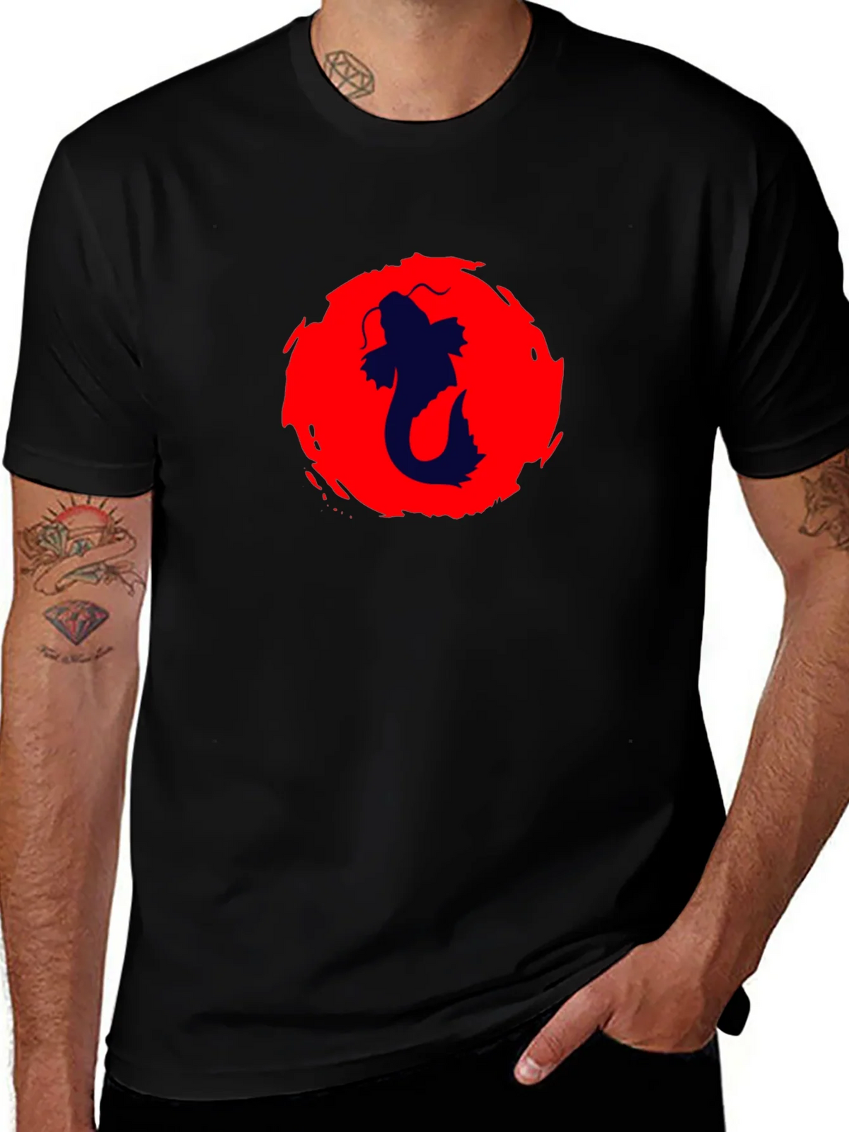 Koi Fish Graphic Black T-Shirt product image 1