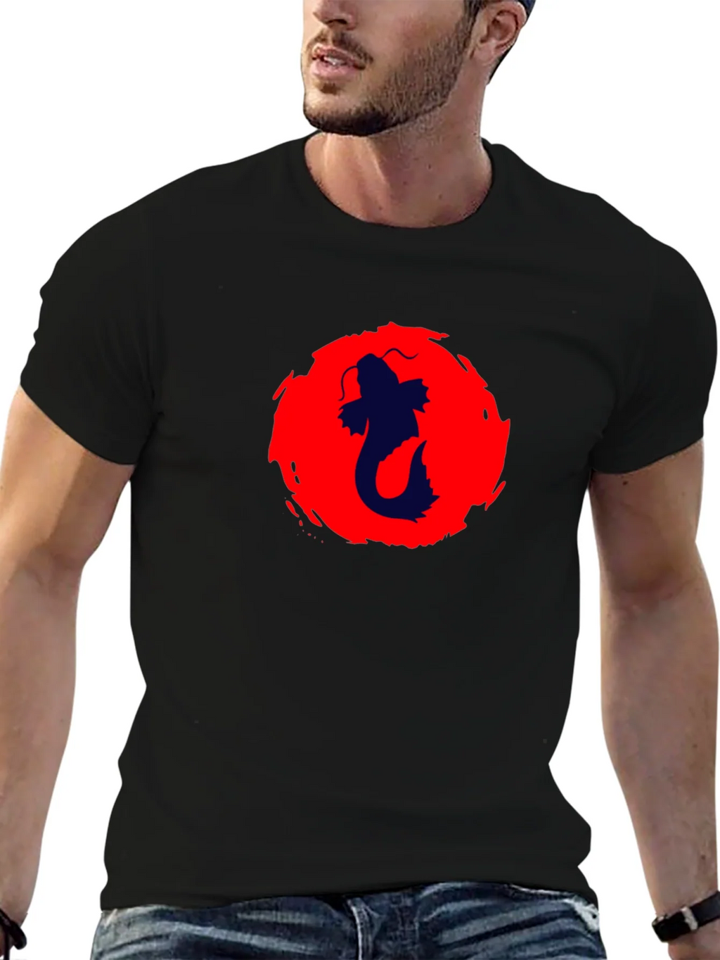 Koi Fish Graphic Black T-Shirt product image 6