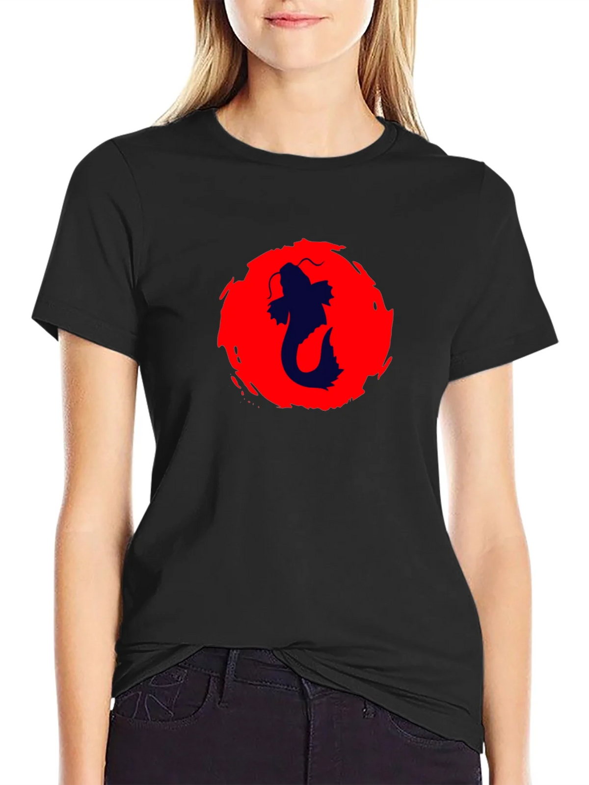 Koi Fish Graphic Black T-Shirt product image 2