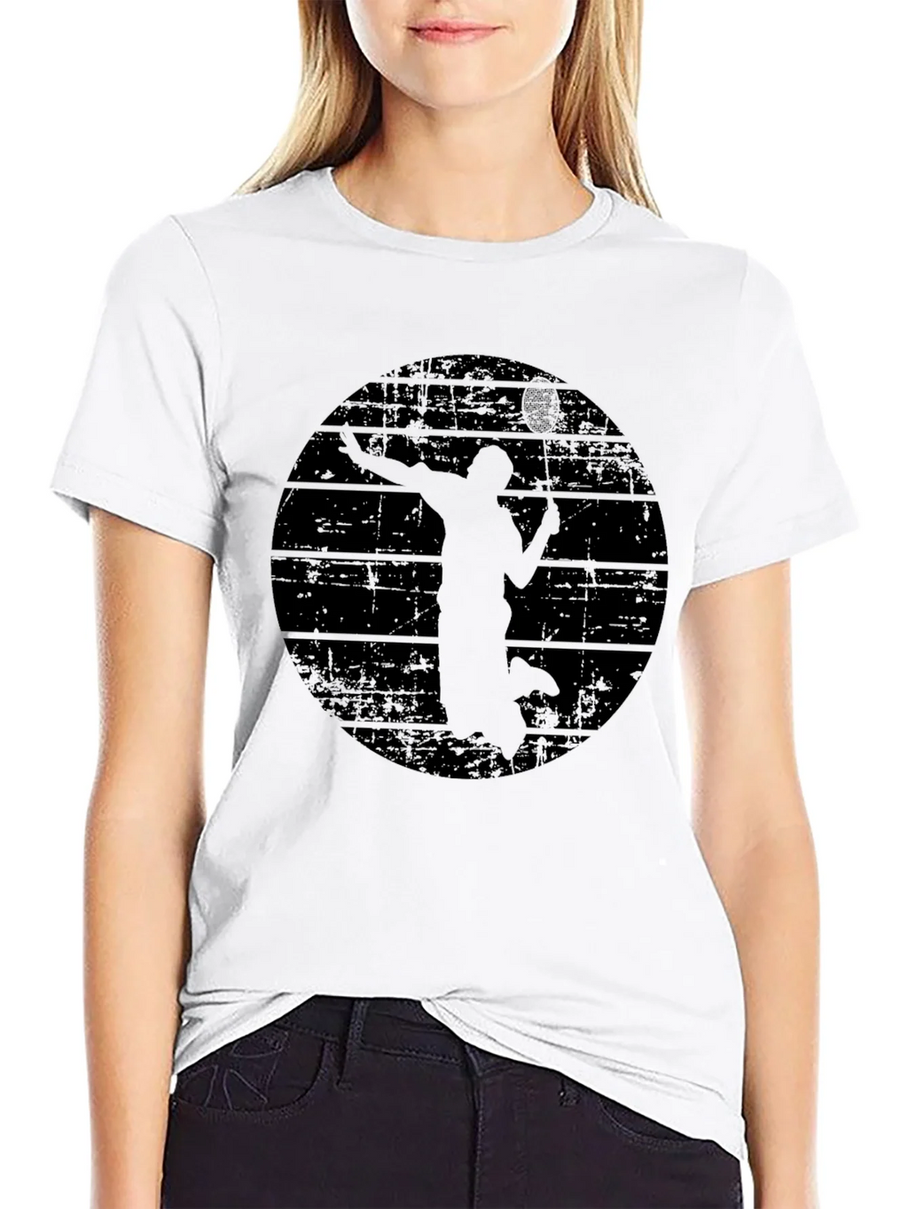 Mens Black Badminton Graphic T-Shirt product image 6