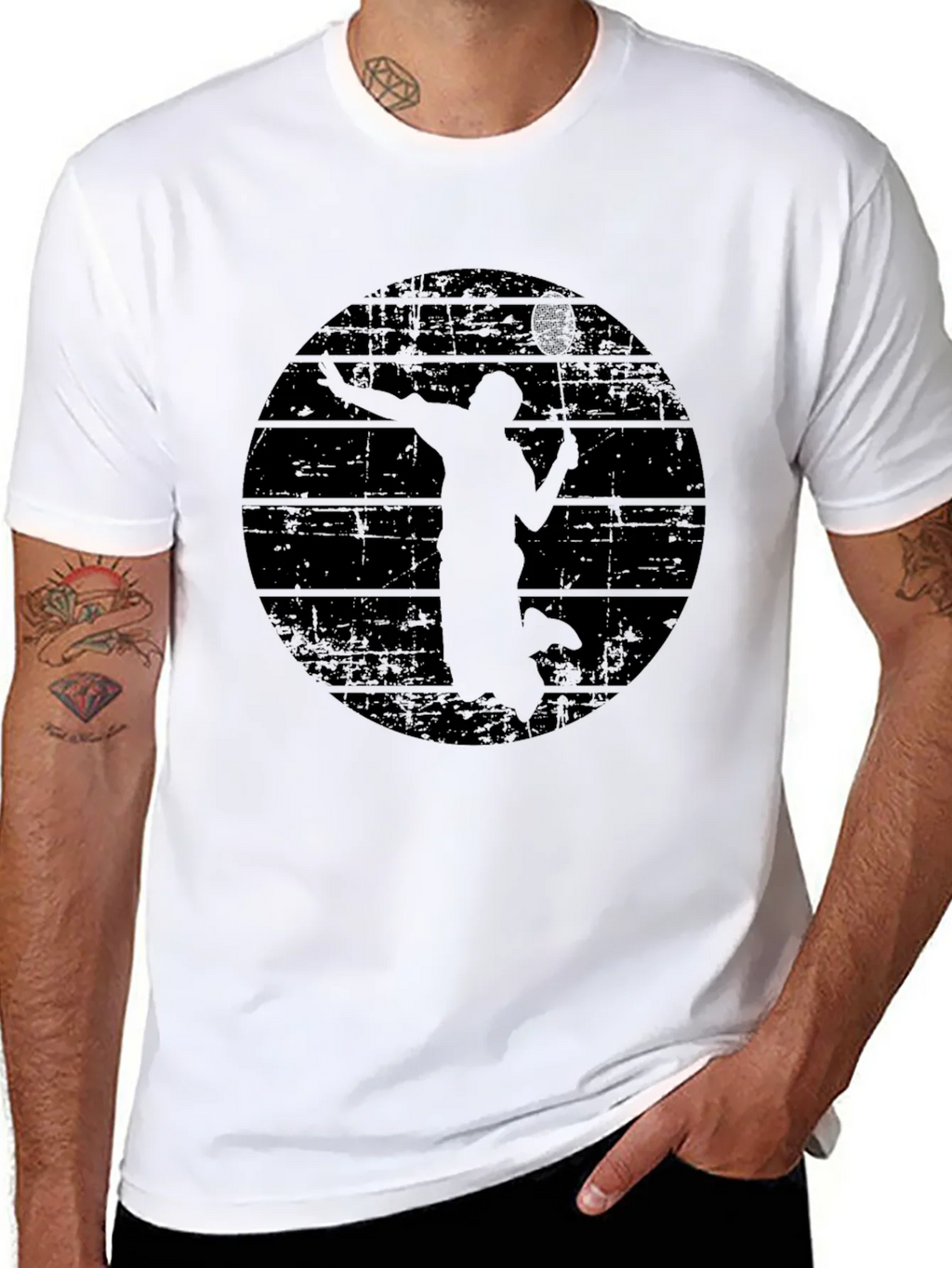 Mens Black Badminton Graphic T-Shirt product image 5