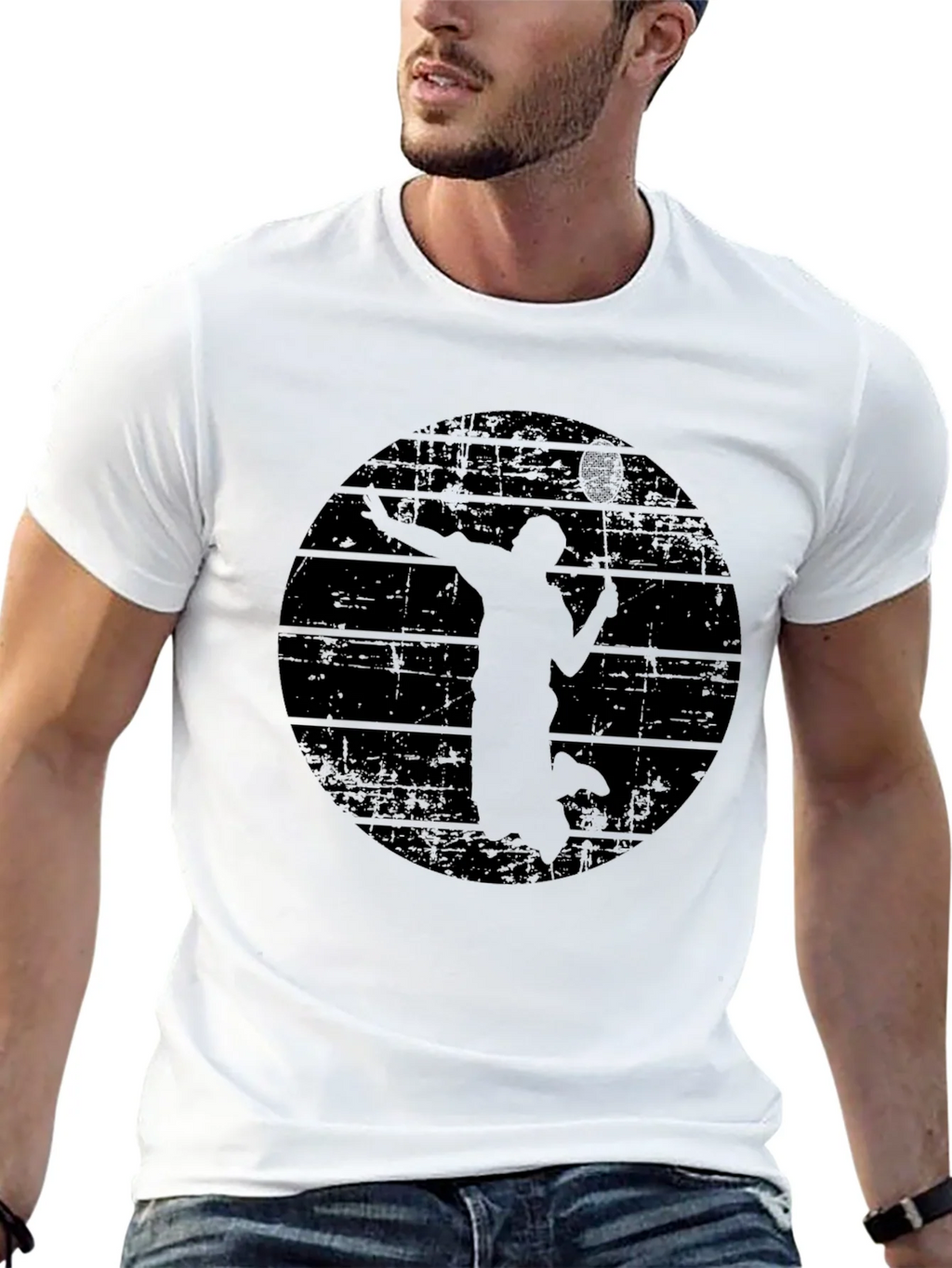 Mens Black Badminton Graphic T-Shirt product image 10