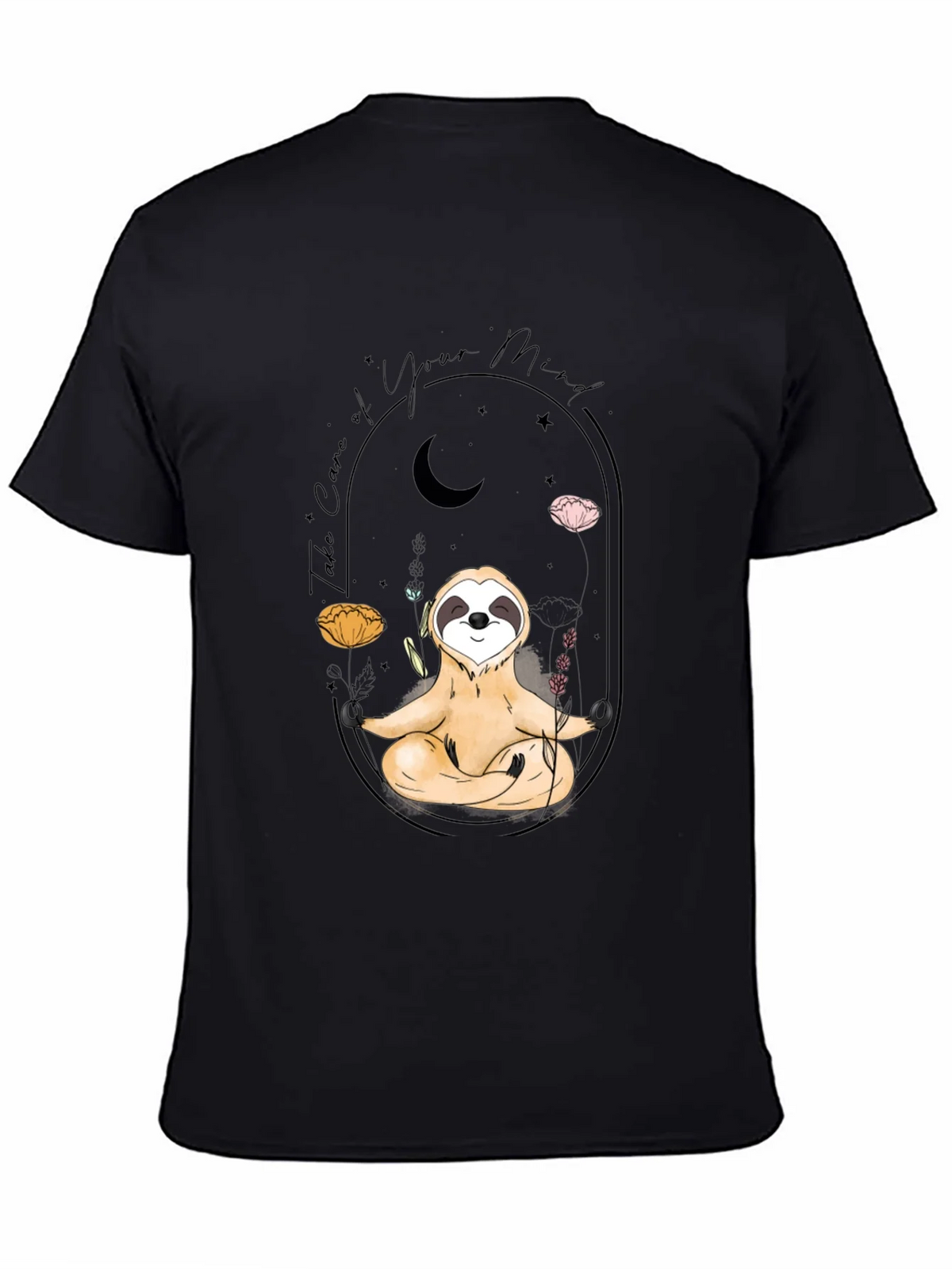 Meditating Sloth T-Shirt - Black Mindful Design product image 4