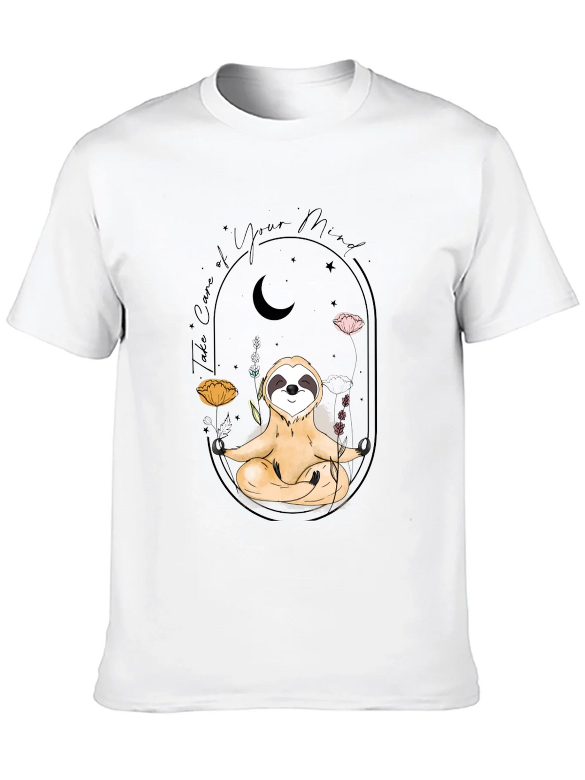 Meditating Sloth T-Shirt - Black Mindful Design product image 9