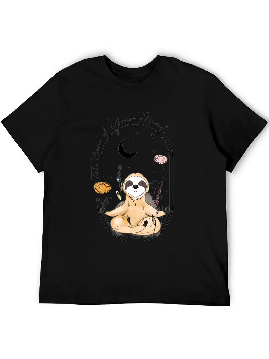 Meditating Sloth T-Shirt - Black Mindful Design product image 5
