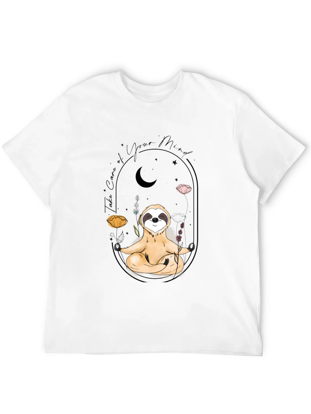 Meditating Sloth T-Shirt - Black Mindful Design product image 10