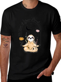 Meditating Sloth T-Shirt - Black Mindful Design product image 1