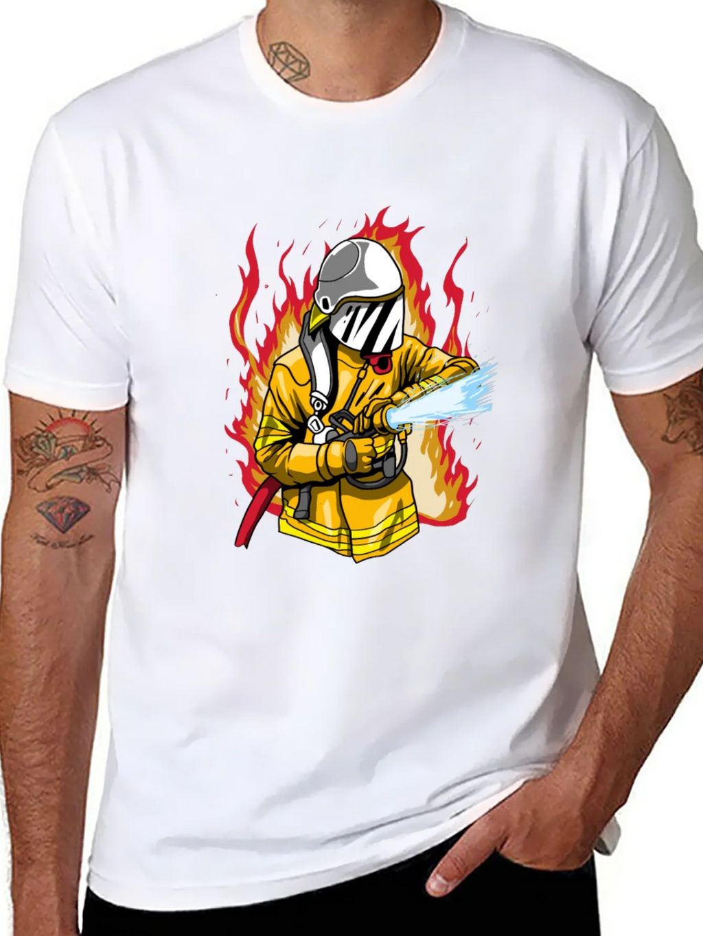 Firefighter Graphic Print Black T-Shirt product image 7