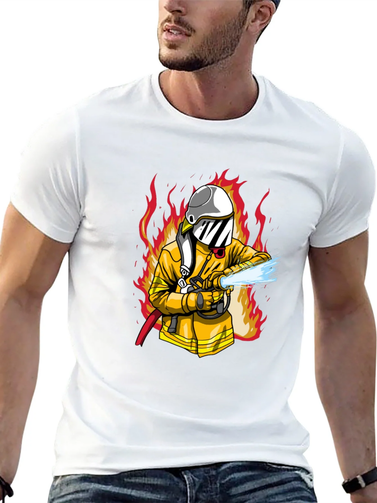 Firefighter Graphic Print Black T-Shirt product image 12