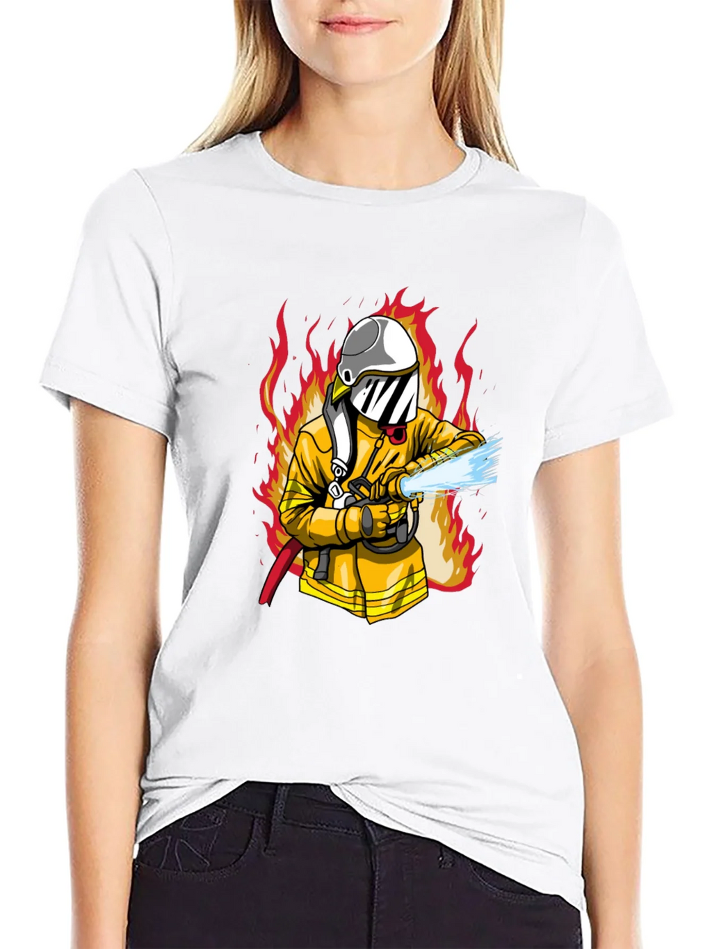 Firefighter Graphic Print Black T-Shirt product image 8