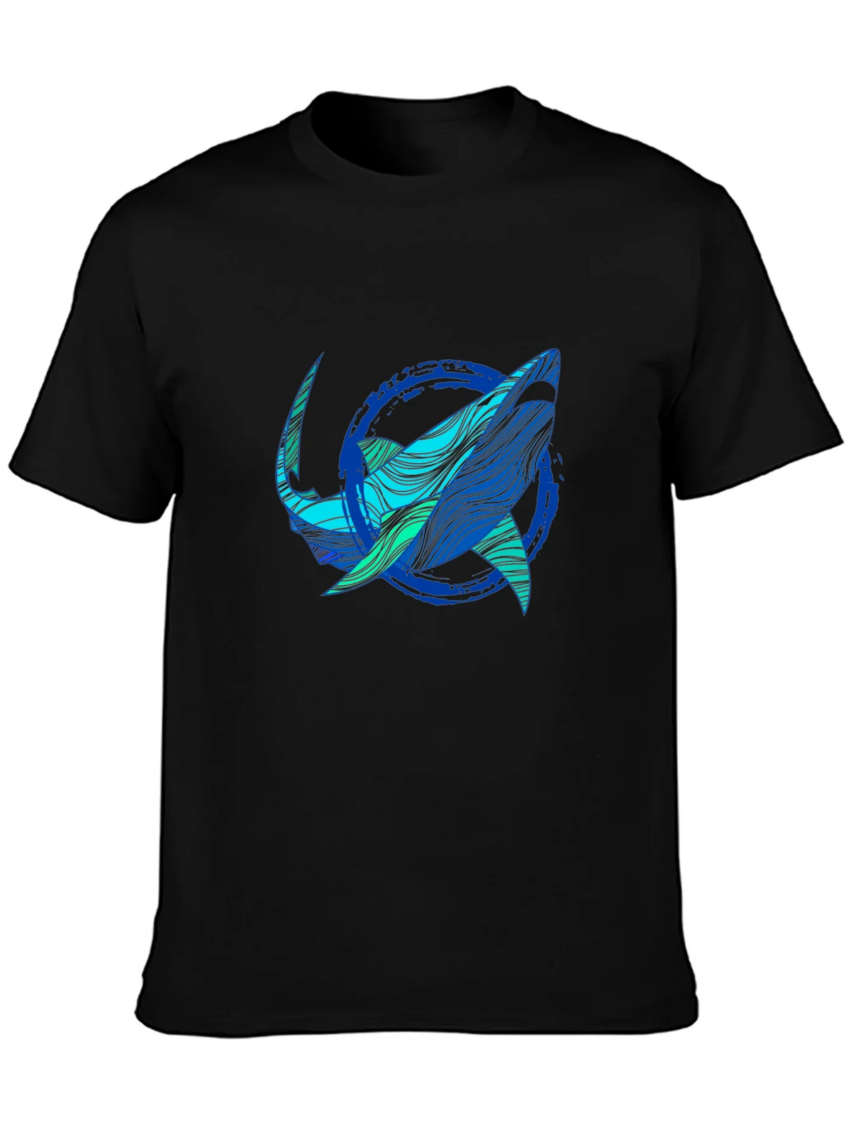 Shark Graphic Print Tee - Stylish Blue Wave Design product image 3