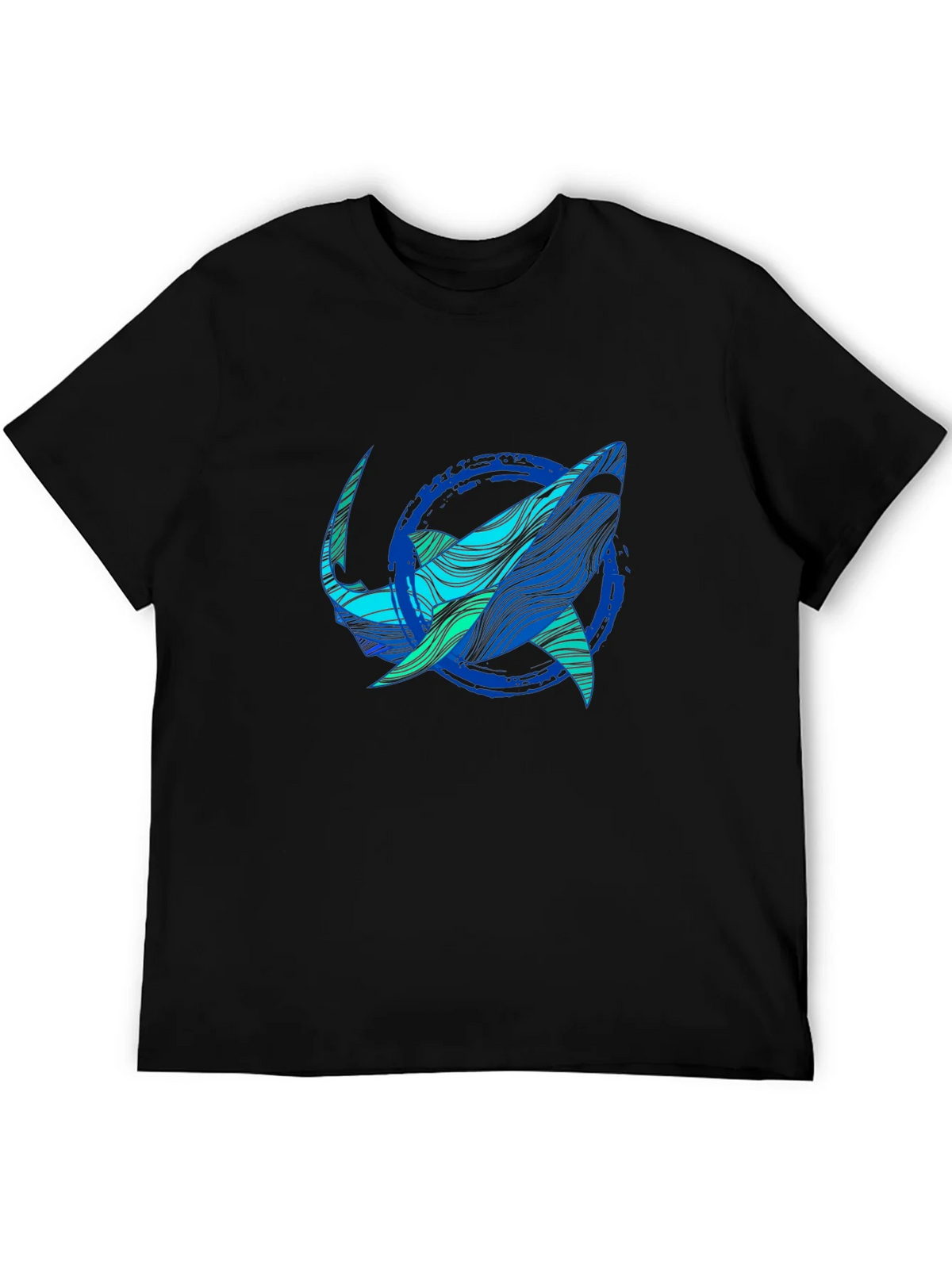 Shark Graphic Print Tee - Stylish Blue Wave Design product image 5