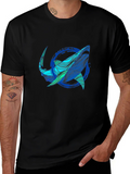 Shark Graphic Print Tee - Stylish Blue Wave Design product image 1