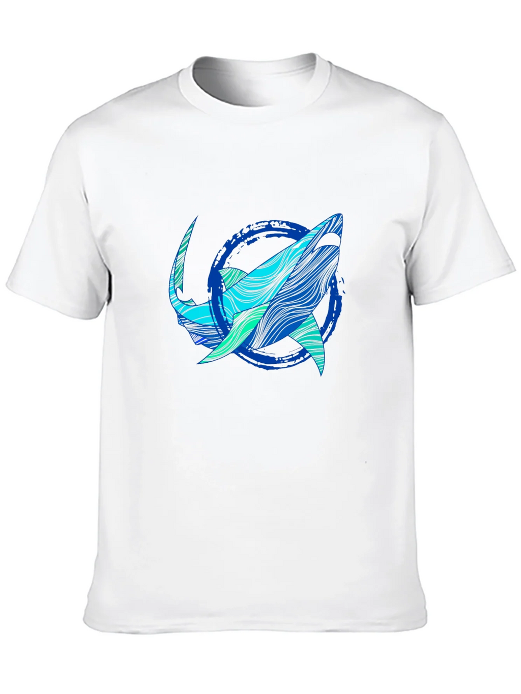 Shark Graphic Print Tee - Stylish Blue Wave Design product image 9