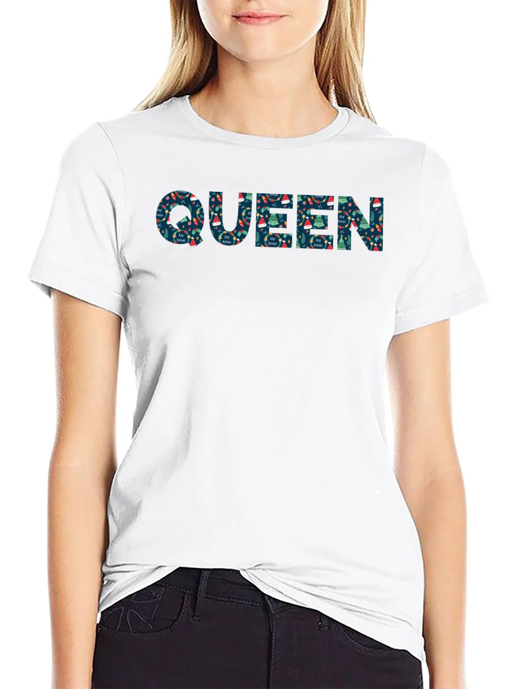 Queen Christmas Pattern Black T-Shirt product image 6