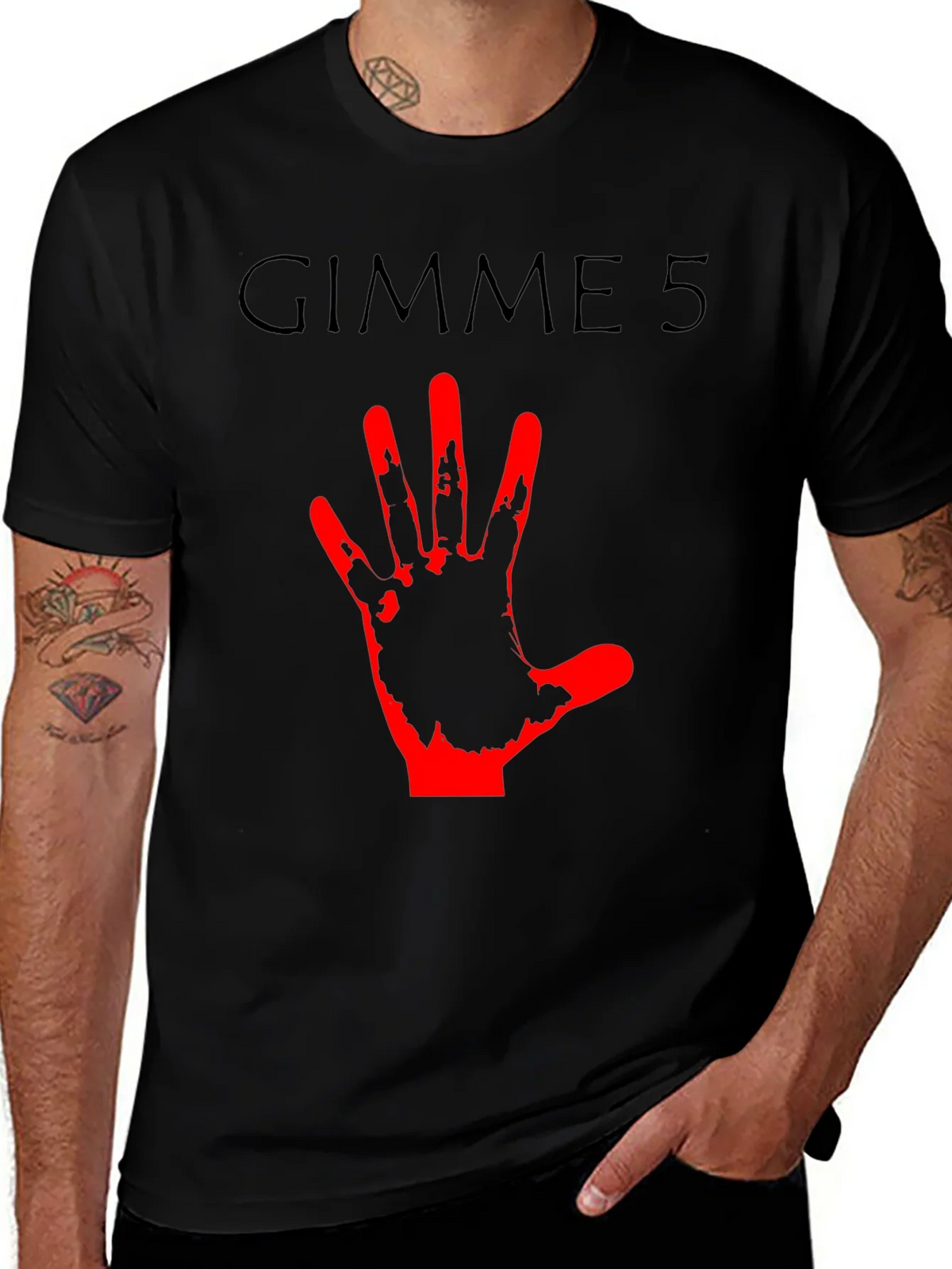 Gimme 5 Graphic Tee - Black Crew Neck T-Shirt product image 1