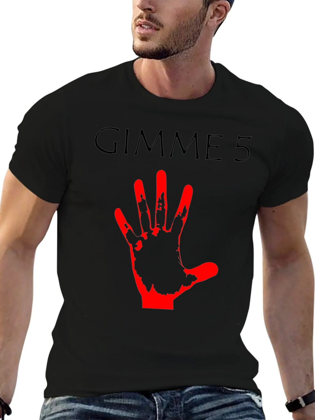 Gimme 5 Graphic Tee - Black Crew Neck T-Shirt product image 6