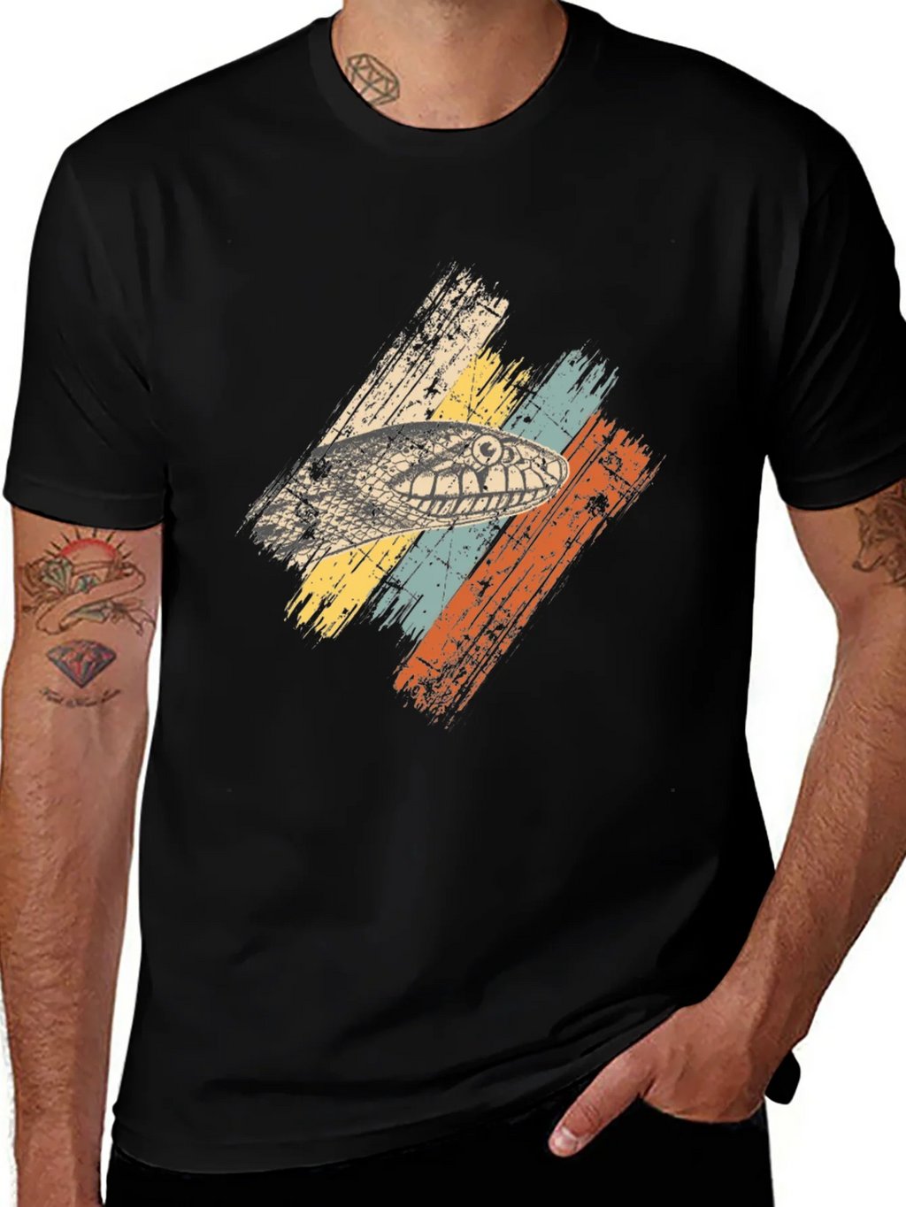 Retro Snake Head Graphic Tee - Black product image 1