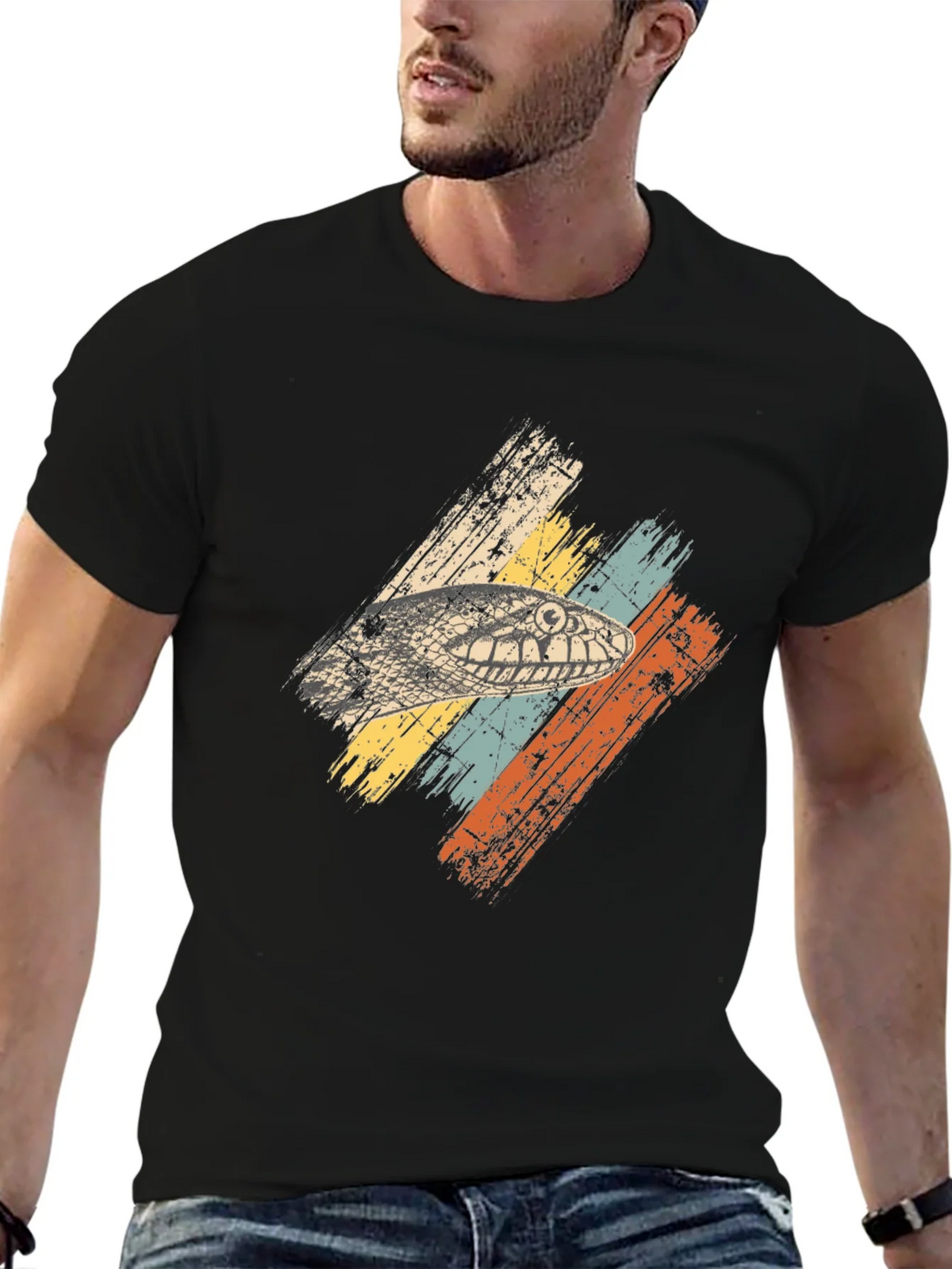 Retro Snake Head Graphic Tee - Black product image 6