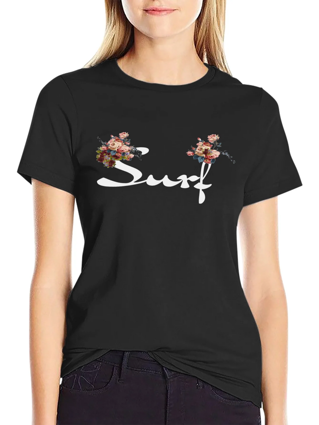 Floral Surf Graphic Tee - Stylish Mens Black T-Shirt product image 2