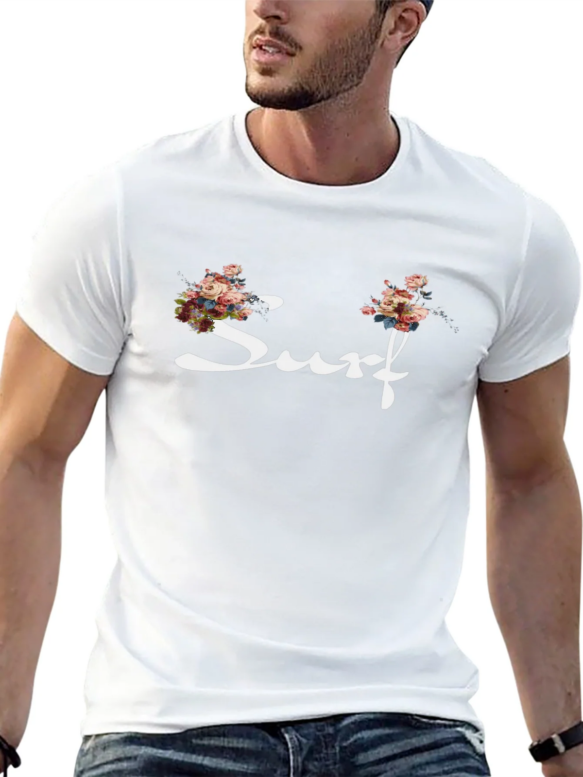 Floral Surf Graphic Tee - Stylish Mens Black T-Shirt product image 11
