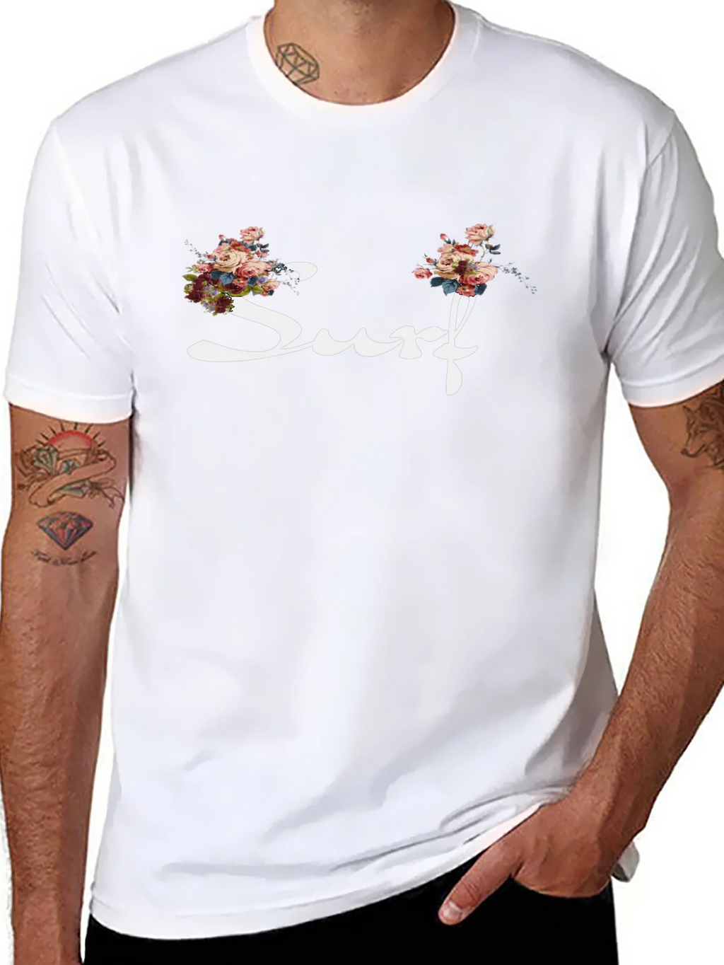 Floral Surf Graphic Tee - Stylish Mens Black T-Shirt product image 7