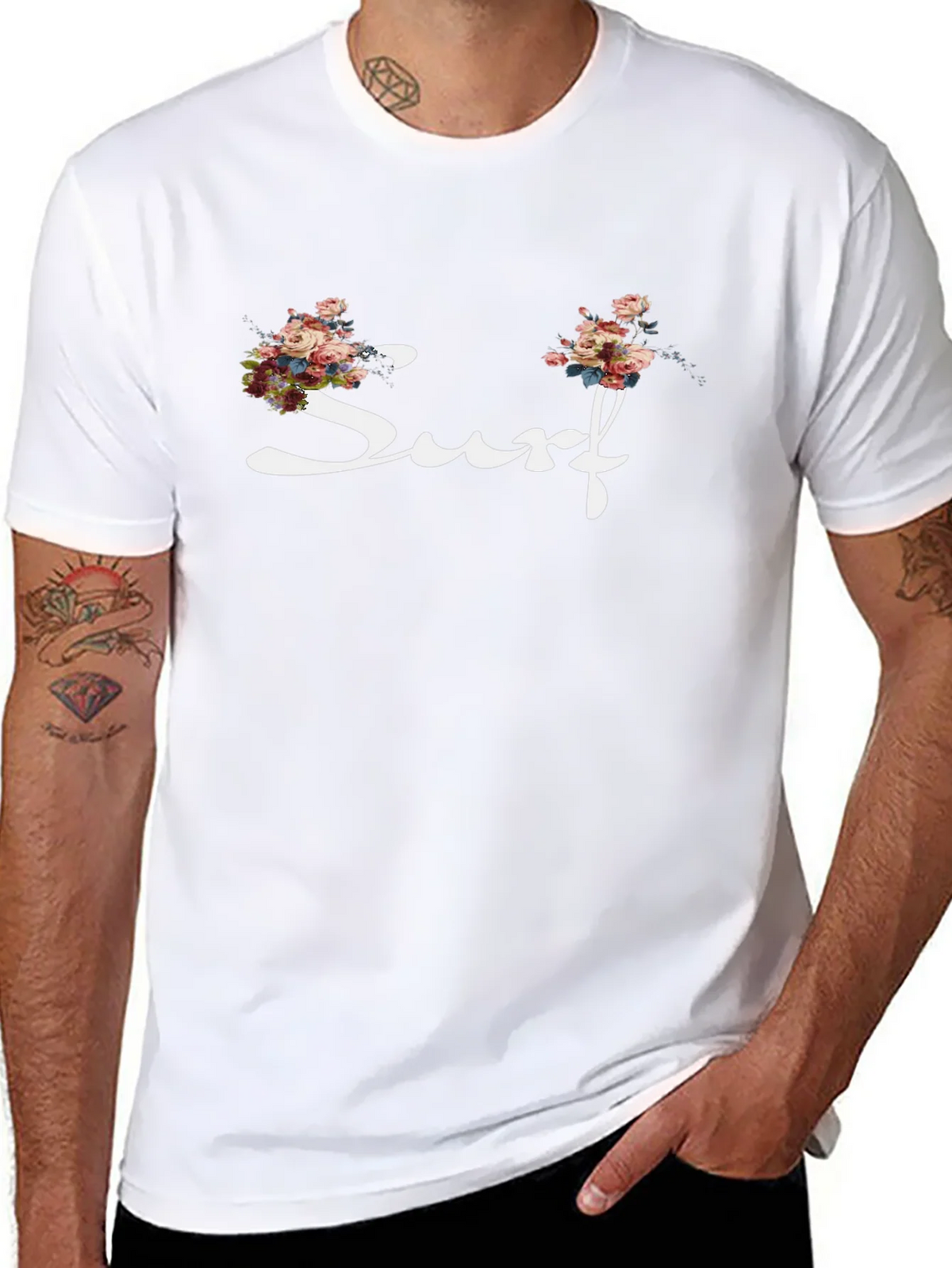 Floral Surf Graphic Tee - Stylish Mens Black T-Shirt product image 7