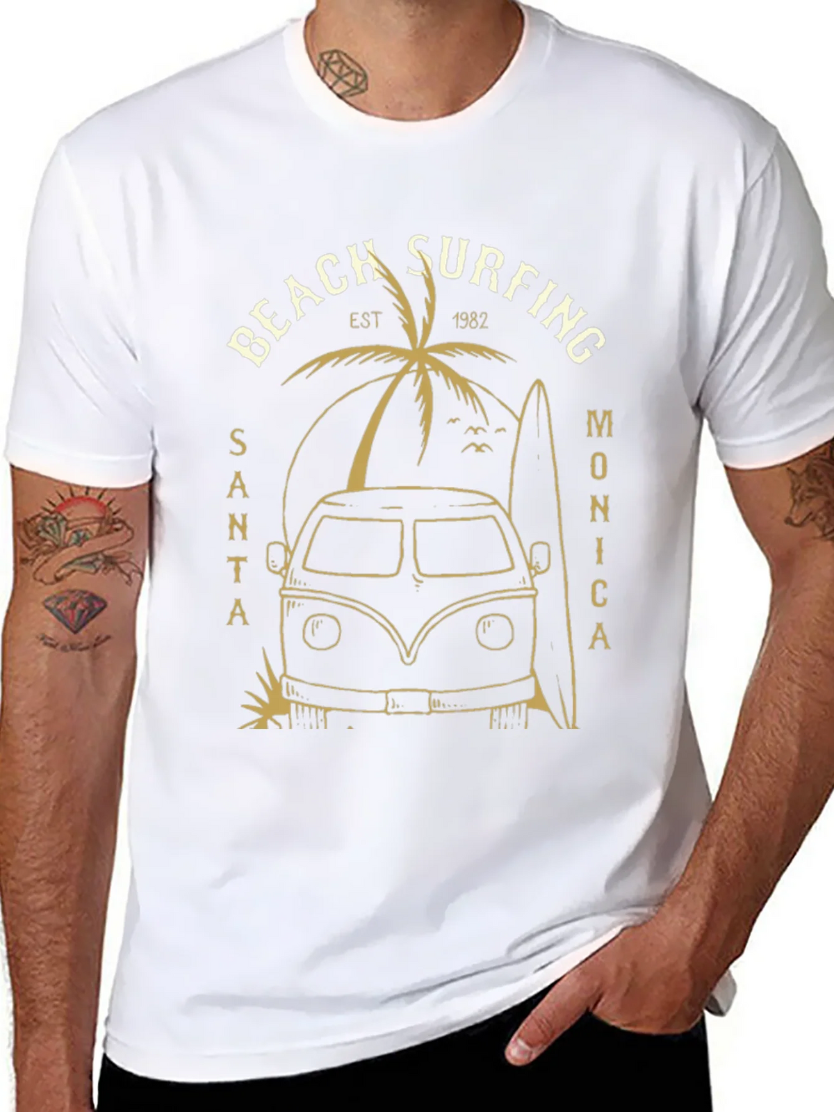 Beach Surfing Santa Monica Black Tee product image 4