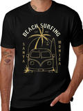 Beach Surfing Santa Monica Black Tee product image 1