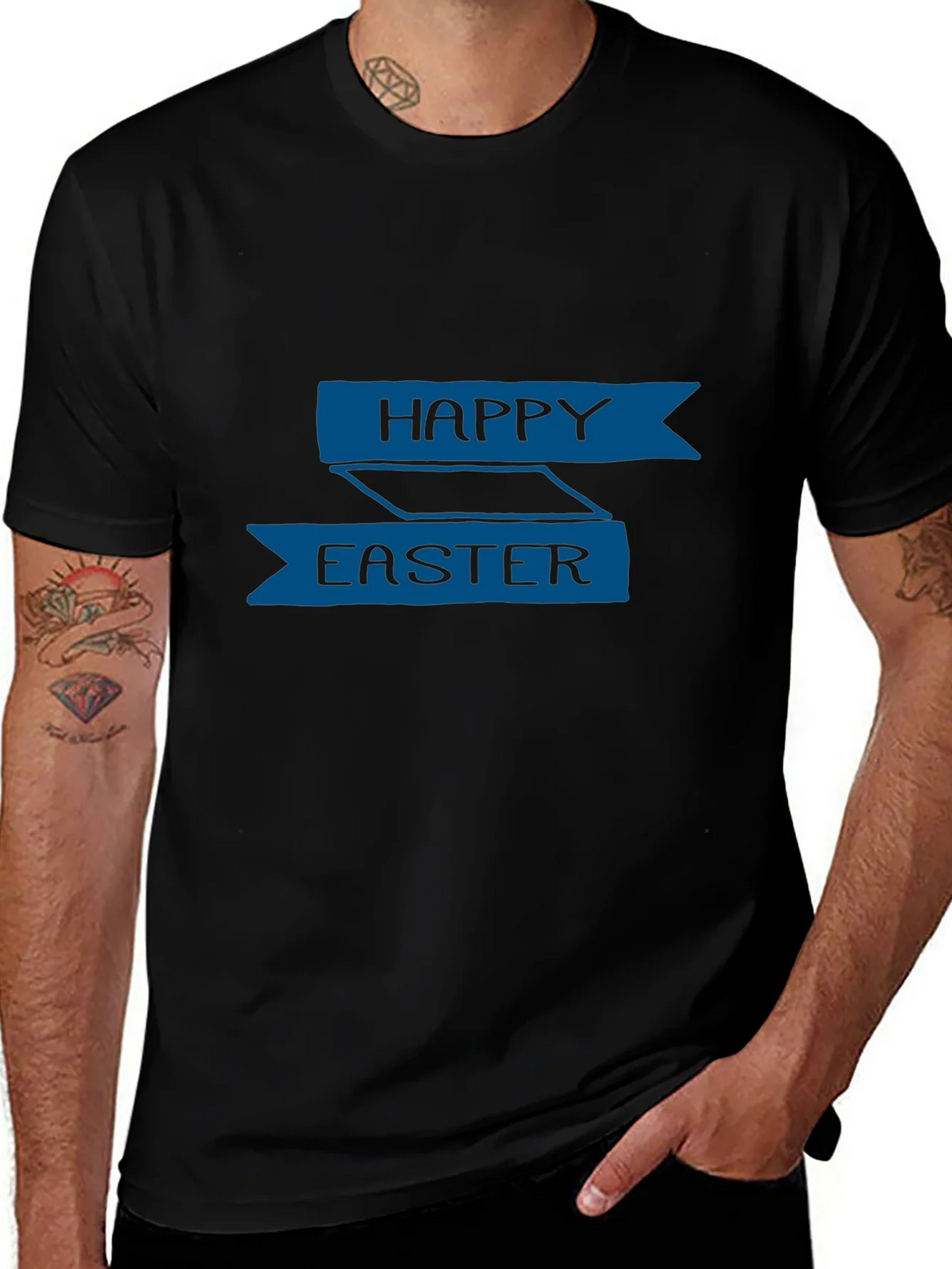 Happy Easter Black T-Shirt | Festive Holiday Apparel product image 1