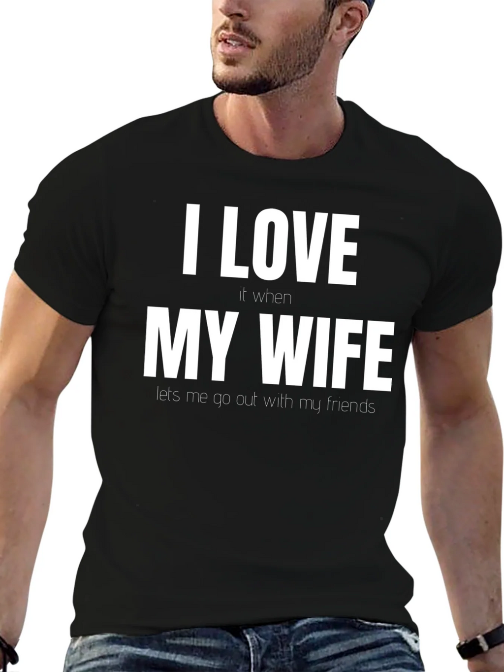 Funny I Love My Wife Graphic Tee - Black Cotton T-Shirt product image 6